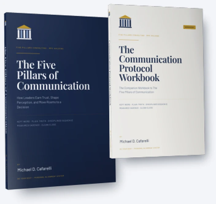 The Five Pillars of Communication book and The Communication Protocol Workbook.